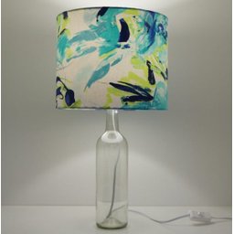 Abajur Base Garrafa Vidro e Cúpula Colorida Praia - 3