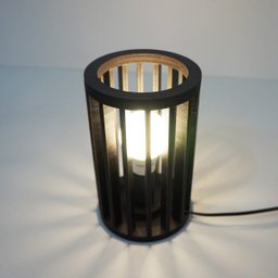 Abajur Madeira Tubular Preto 22cm - 2