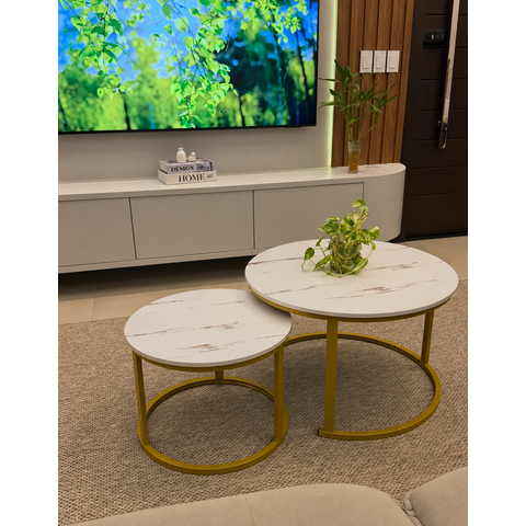Jogo de Mesa de Centro Redonda Sala Perola Goldluxo 58cm