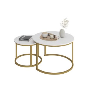 Jogo de Mesa de Centro Redonda Sala Perola Goldluxo 58cm