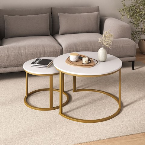 Jogo de Mesa de Centro Redonda Sala Perola Goldluxo 58cm