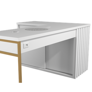 Mesa Nails Premium Ripado 167x117cm com Aspirador e Pé de Ferro - Branca