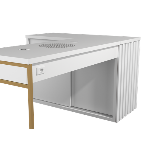 Mesa Nails Premium Ripado 167x117cm com Aspirador e Pé de Ferro - Branca