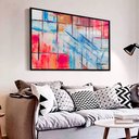 Ver imagem 1 de Quadro Decorativo Caixa Pincelada Abstrata  Tacolado Moldura Caixa 3cm Branca com Vidro 80 X 120cm