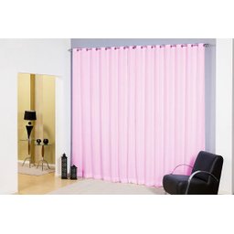 Cortina Lorena 4,00m x 2,80m em Tecido Microfibra e Voil Liso Cor Brando com Rosa - 1