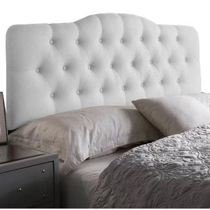 Cabeceira Painel Casal Curvo Estofada Capitone 1,40m Corino Branco