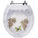 Ver imagem 1 de Assento Sanitário Tampa de Vaso Convencional Oval Branco Decorado com Borboleta - Borboleta Verde
