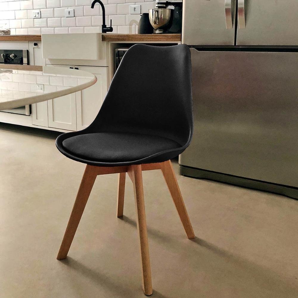 Cadeira Estofada C/encosto P/mesa de Jantar Cozinha Preta - 2