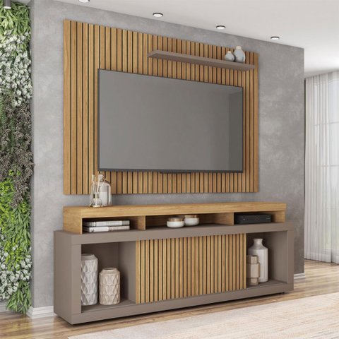 Rack com Painel para Tv até 70 Polegadas Aegon Buriti/fendi - Caemmun