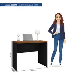 Mesa Escritório Quarto Estudos Versátil Durável Mdp:nogueira-preto - 6
