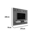 Ver imagem 2 de Painel Quarto P/ Tv Trento 275x240cm Freijo/off White - Dj Móveis