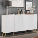 Ver imagem 6 de Aparador Buffet 4 Portas Retrô Veneza Multimóveis V3556 Branco/Natural Branco/Natural