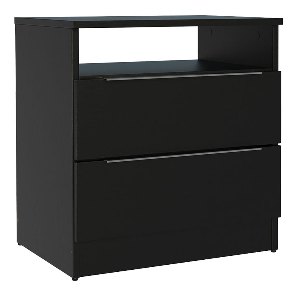 Mesa de Cabeceira Madesa 3227 com 2 Gavetas Preto Cor:Preto