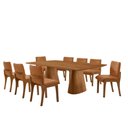 Ver imagem 2 de Sala de Jantar Mesa Noronha 220cm Tampo Laminado Barril com 8 Cadeiras Bella Mobillare