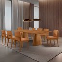 Ver imagem 1 de Sala de Jantar Mesa Noronha 220cm Tampo Laminado Barril com 8 Cadeiras Bella Mobillare