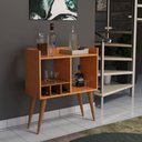 Ver imagem 1 de Aparador Moderno Salas Adega Vinhos Taças Mini Bar Cerejeira