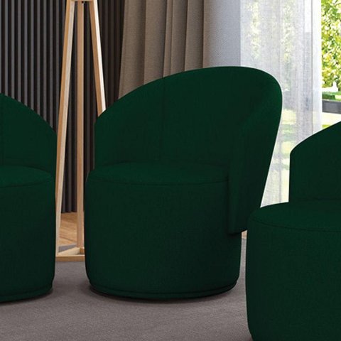 Poltrona Decorativa Orgânica Fixa para Sala Malu Bouclê Verde M11 - D'Rossi
