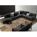 Ver imagem 1 de Sofá de Canto, 7 Lugares, Revestimento em Sarja Cinza, 3,60m X 2,68m