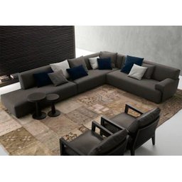 Sofá de Canto, 7 Lugares, Revestimento em Sarja Cinza, 3,60m X 2,68m - 1