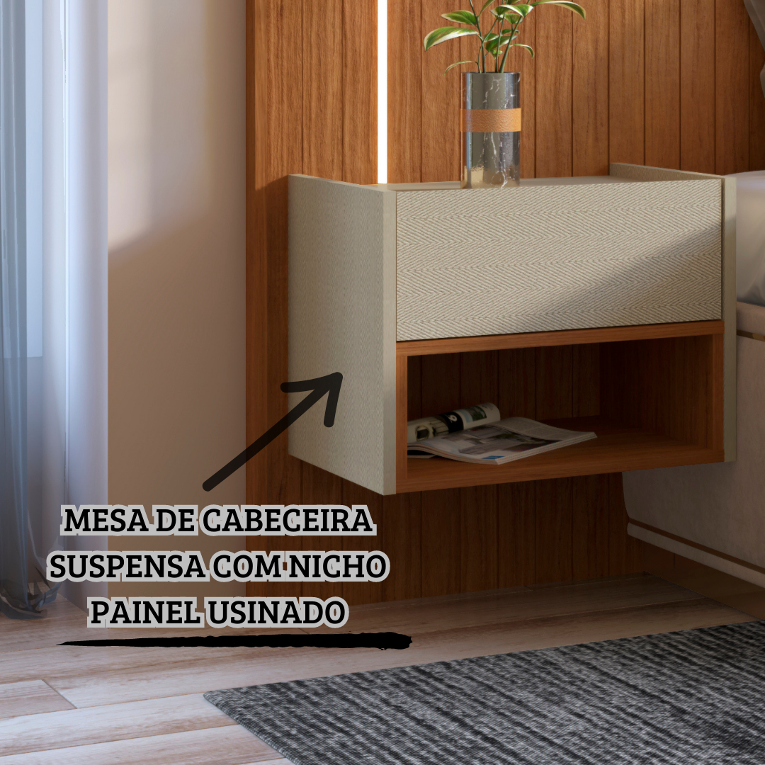 CABECEIRA CAMA CASAL/QUEEN FLORENÇA COM LED–CEDRO - 3