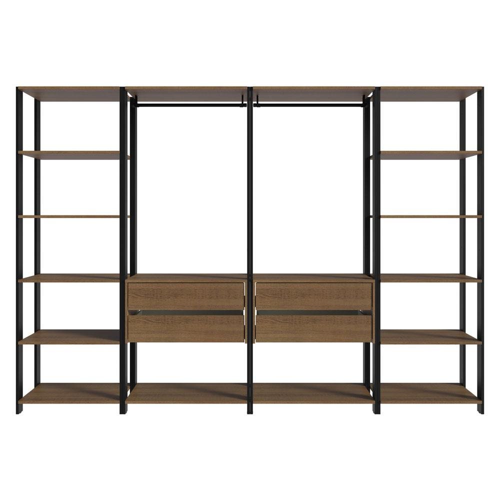 Guarda-roupa Closet Modulado Valencia 4 Gavetas 258cm Rustic/preto Madesa 01 - 10