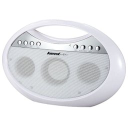Rádio Portátil Bluetooth USB Fm Amc 1400 Branco 10W Rms Bivolt Pequeno Original Amvox - 1