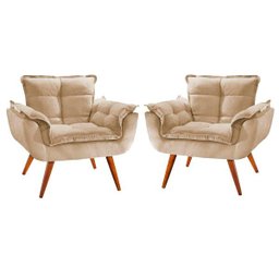 Kit 2 Poltronas Opala Pé Palito 1 Lugar Nude Mobilia Mobilia - 1