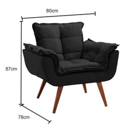 Kit 2 Poltronas Opala Pé Palito 1 Lugar Preto Home Decorações - 2