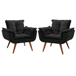 Kit 2 Poltronas Opala Pé Palito 1 Lugar Preto Home Decorações - 1