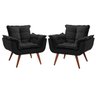 Kit 2 Poltronas Opala Pé Palito 1 Lugar Preto Home Decorações - 1