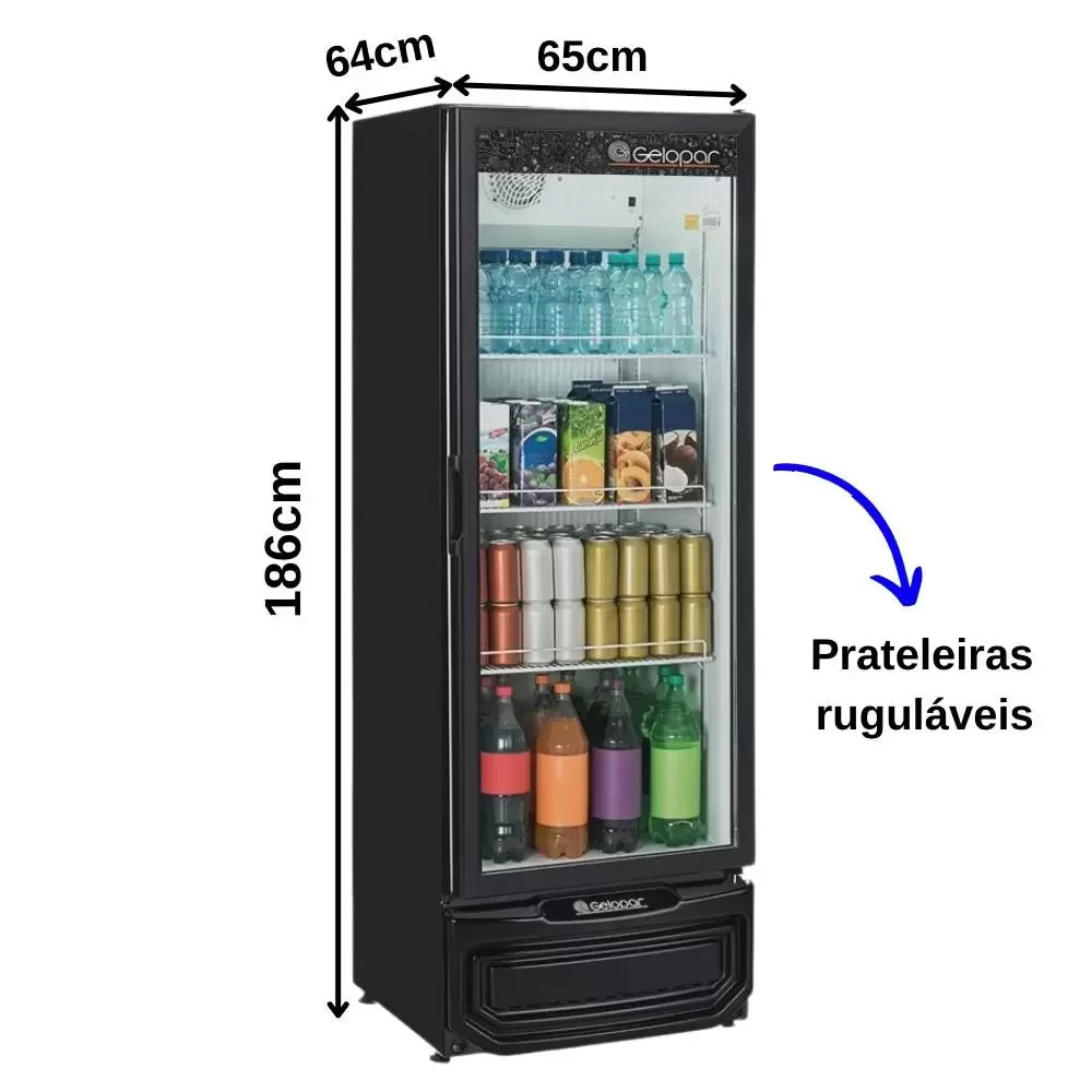 Refrigerador Expositor Vertical Gelopar GPTU-40 Preta 414l 220v - 3