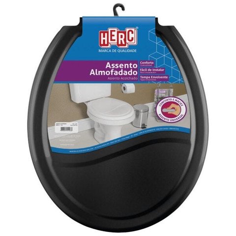 Assento Sanitário Almofadado Herc Prime Preto 2392