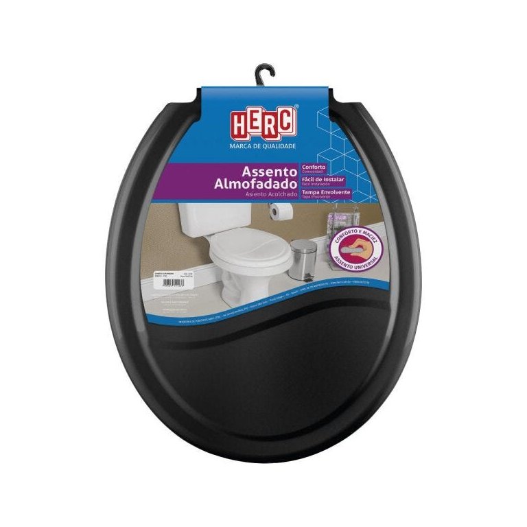 Assento Sanitário Almofadado Herc Prime Preto 2392