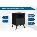 Ver imagem 3 de Mesa Cabeceira Rt3103 C/ 2 Gavetas Preto - Movelbento