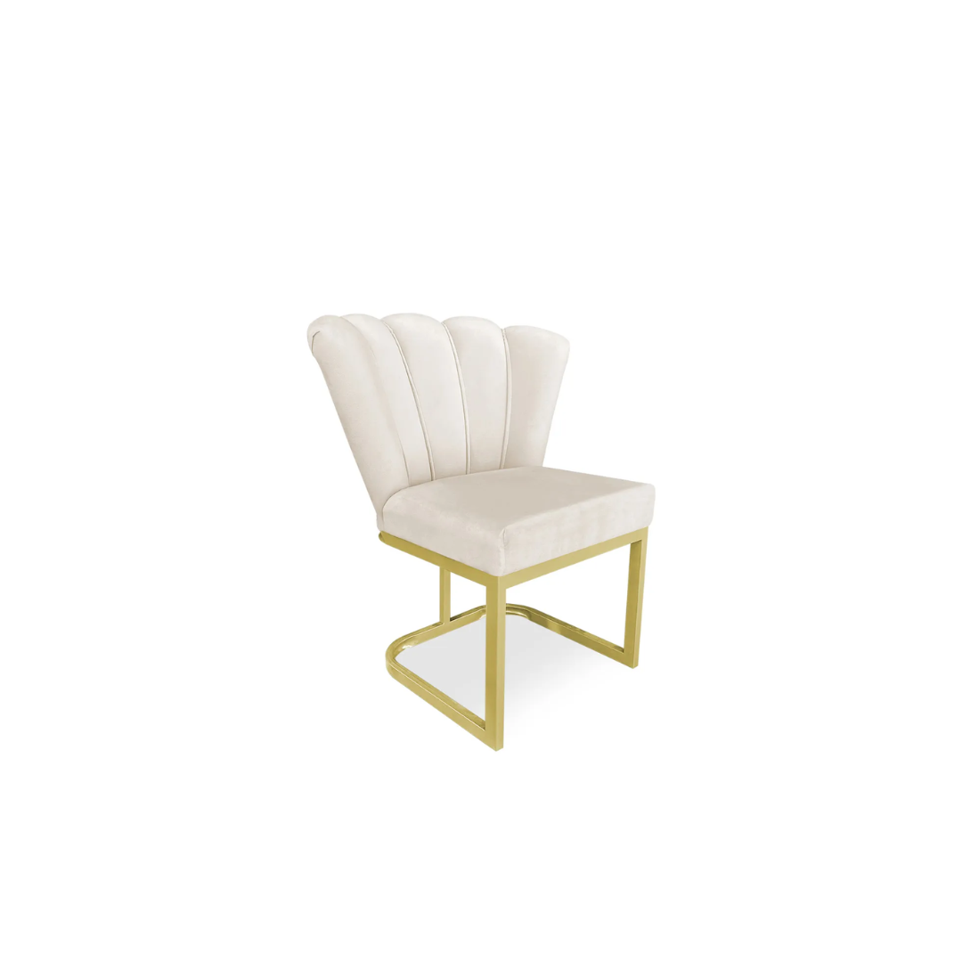 Cadeira de Jantar Pétala Base Metal Gold Veludo - Montanaris Decor ...