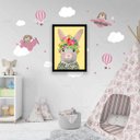Ver imagem 2 de Quadro Ilustração Infantil Coelhinha com Flores 24x18cm - com vidro:Madeira preta