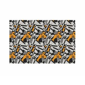 Passadeira Talheres Abstratos 43cm x 1,30M Pvc Cinza Tropical Kapazi