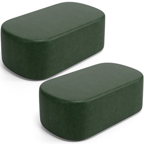Kit 02 Puffs Decorativos Orgânicos para Living Quarto 100cm Doha W01 Couríssimo Verde Musgo - Lyam D
