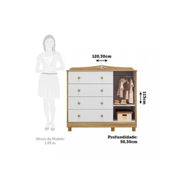 Cômoda Infantil Elô Peroba Branco Amêndoa Mdf 1 Porta Vidro - 3