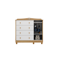 Cômoda Infantil Elô Peroba Branco Amêndoa Mdf 1 Porta Vidro - 2