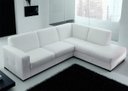 Ver imagem 1 de Sofá 5 Lugares com Chaise Lado Direito, Couro Sintético Branco, 2,55m X 1,85m