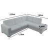 Sofá 5 Lugares com Chaise Lado Direito, Couro Sintético Branco, 2,55m X 1,85m - 2