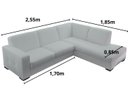 Ver imagem 2 de Sofá 5 Lugares com Chaise Lado Direito, Couro Sintético Branco, 2,55m X 1,85m