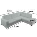Ver imagem 2 de Sofá 5 Lugares com Chaise Lado Direito, Couro Sintético Branco, 2,55m X 1,85m