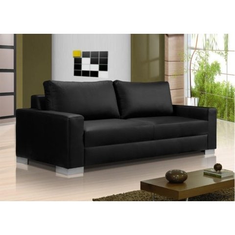 Sofá de 2 Lugares, Revestimento Couro Sintético Preto, 2,02m