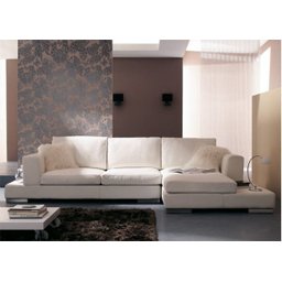 Sofá de 3 Lugares com Chaise, Revestimento Couro Sintético Branco, 2,90m X 1,61m - 1