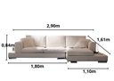 Ver imagem 3 de Sofá de 3 Lugares com Chaise, Revestimento Couro Sintético Branco, 2,90m X 1,61m
