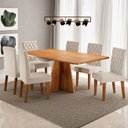 Ver imagem 1 de Mesa de Jantar 6 Lugares Antonella Mel/veludo Pastel - Viero Móveis