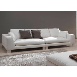 Sofá King-size, 4 Lugares, Revestimento em Couro Sintético Branco , 3,0m - 1
