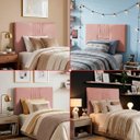 Ver imagem 3 de Cabeceira Painel Estofada Nevada Suede Rosa Solteiro 90cm para Cama Box